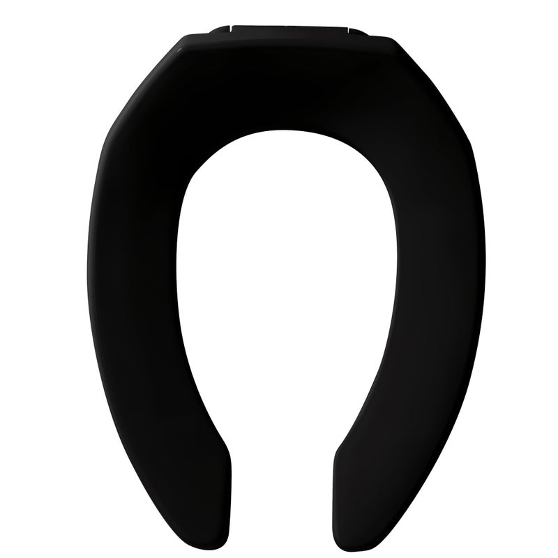 Bemis CHURCH 295CT Commercial Open Front Plastic Toilet Seat, Heavy Duty Industrial Seat without Lid, Secure Installation for Long Lasting Use, Made in USA, Elongated, Black - Image 1